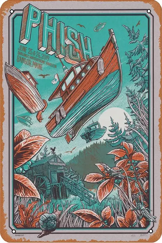 Phish Bangor 2019 (Artist Edition) Concert Posters Vintage Metal Tin Sign The for Bars, Restaurants, Cafes, Pubs Decor Gifts