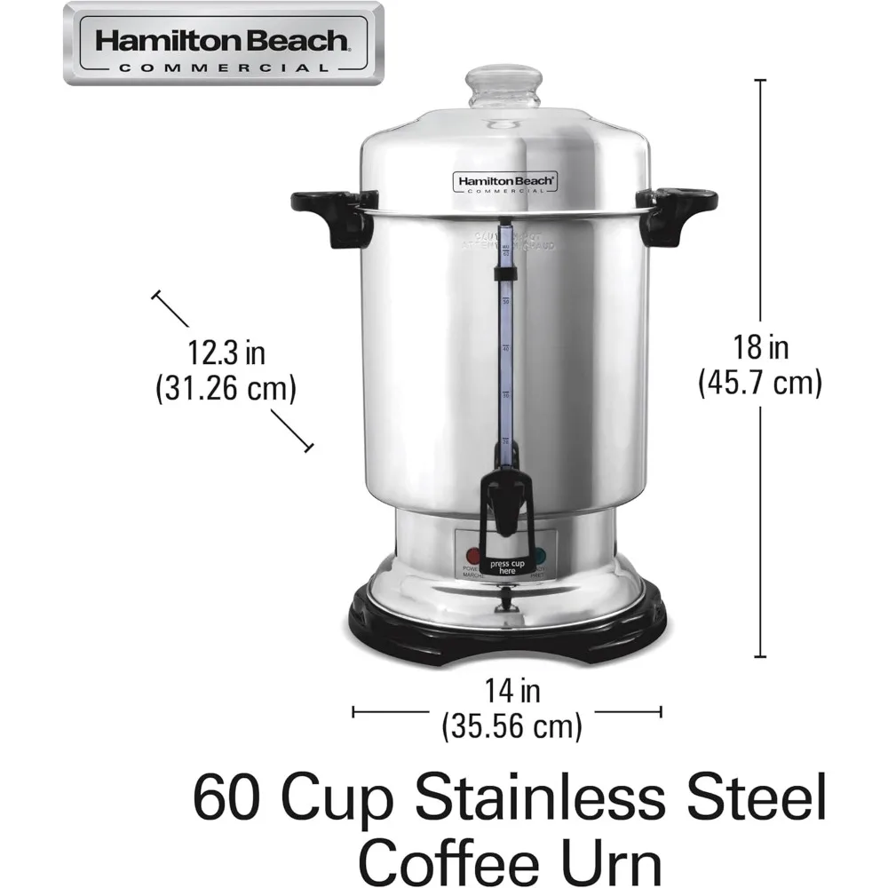 Commercial Coffee Urn & Hot Beverage Dispenser, 60 Cup Capacity, Polished Stainless Steel (D50065)