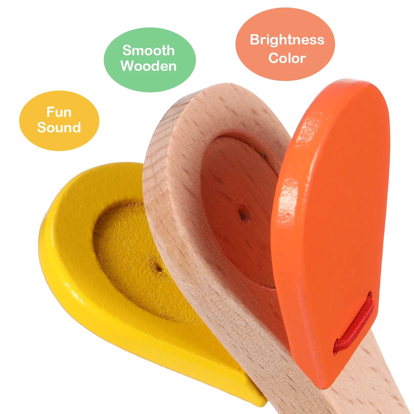 

1pc Wooden Castanet Hand-eye Coordination Toy Musical Instruments Kids Set Smooth Surface Percussion