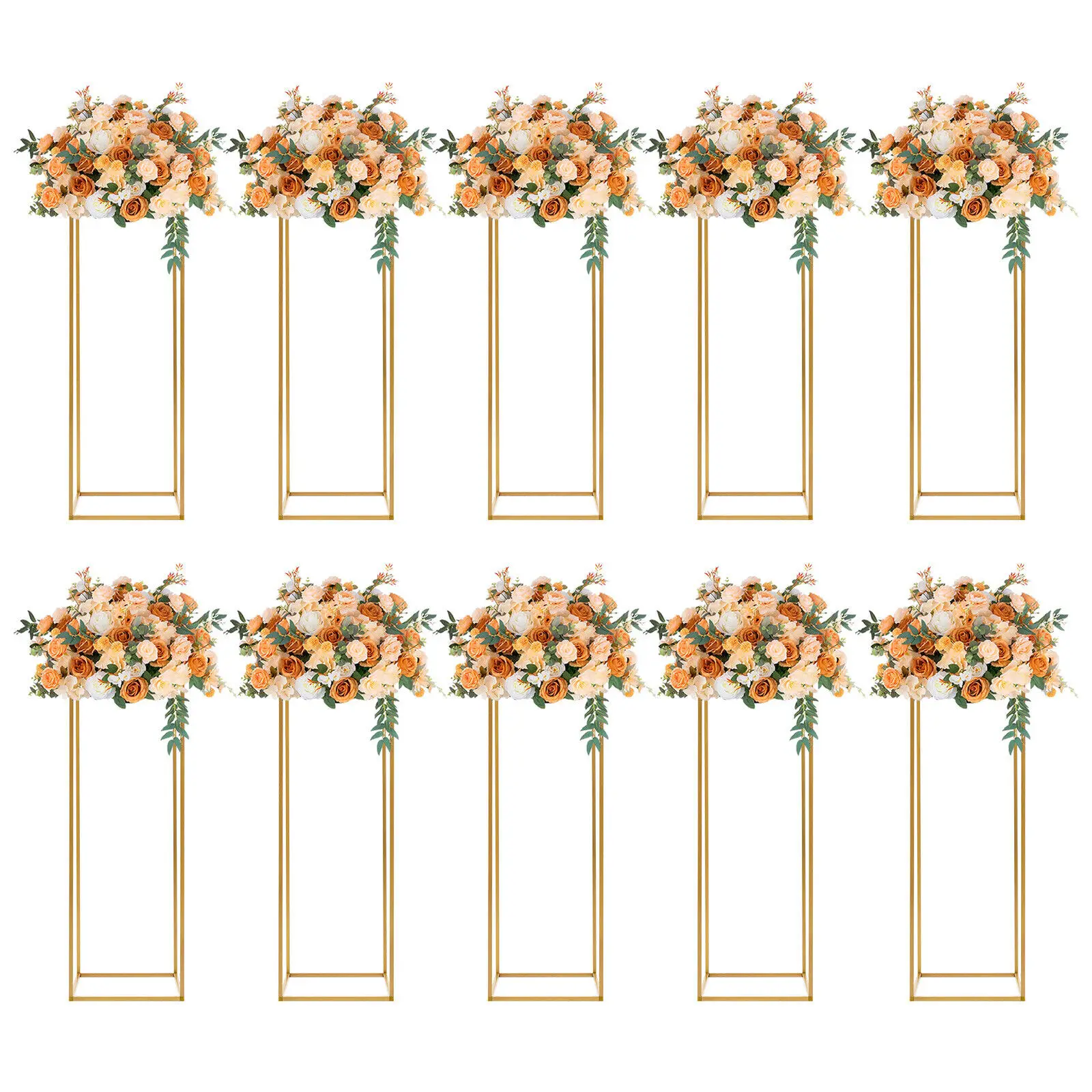 

10 Iron & Plastic Metal Flower Pedestal Gold Wedding Flower Stand Living Rooms Cafes Bars And Hotels With Hammer