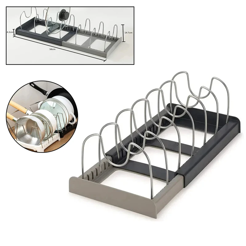 

Telescopic And Adjustable Storage Rack Kitchen Pot and Kitchenware Storage Rack Home Organizing Cabinet