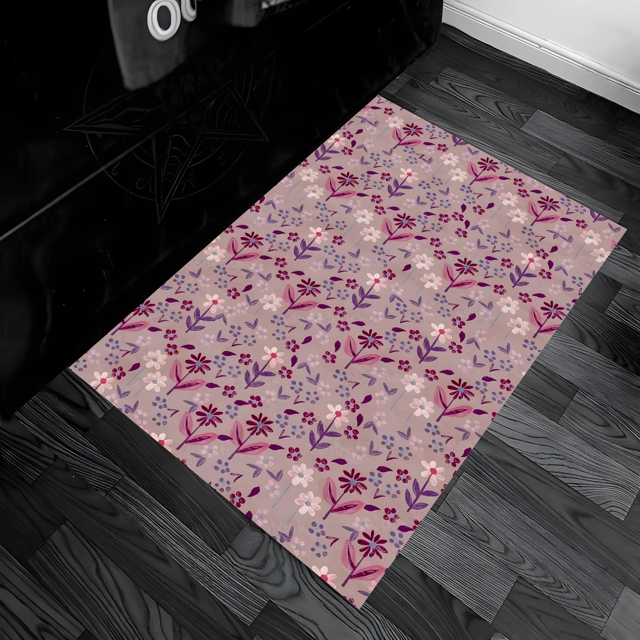 Vintage Pink-Purple Medallion Area Rug, Soft European Pattern Border Floor Carpet, Mat for Living Room Bedroom Entryway, Autumn Home Decor