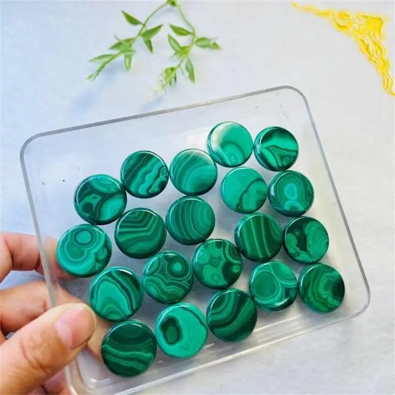 5pcs Natural Malachite Circle Wafer DIY Pendant Necklace Bracelet Fashion Charm Simple Jewelry Healing Holiday Gift 23mm