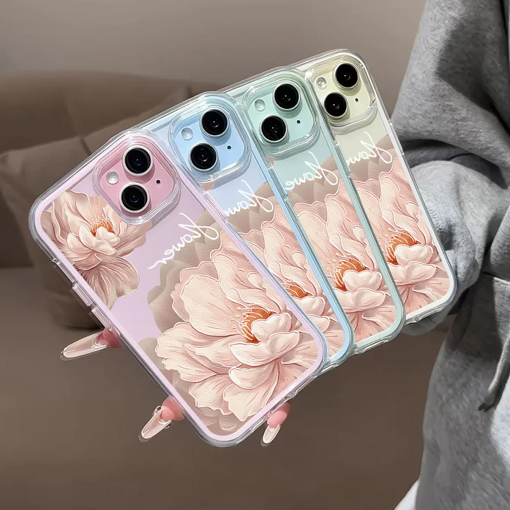 Elegante Blumen Transparente Handyhülle für iPhone 17 13 16 15 11 12 14 Pro Max 17 Air XR X Hülle Silikon 2 IN 1 Stoßfeste Weiche Abdeckung – Detail 7
