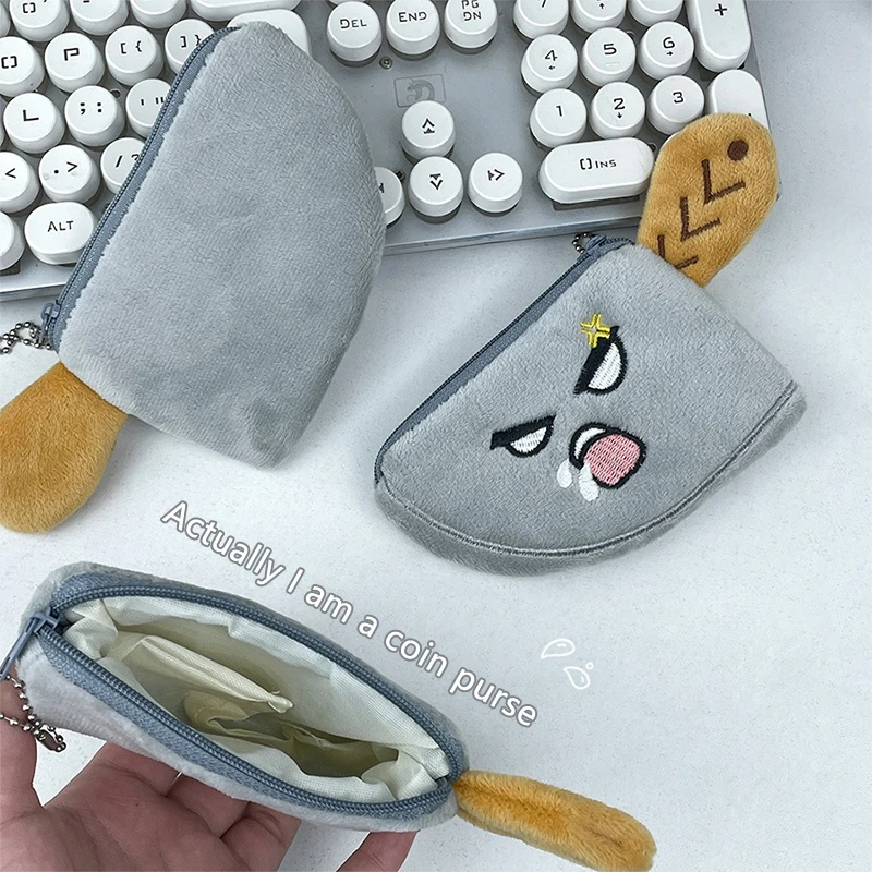 Creative Plush Kitchen Knife Shape Plush Coin Purse Funny Cartoon Money Change Purse Zipper Wallet Keychain Storage Bag Kid Gift