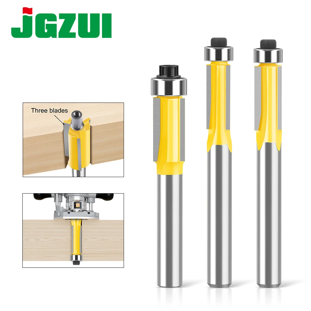 

6mm 1/4"Shank Three-edge Trimming Router Bit Woodworking Router Trimming Machine Milling Cutter Copying Slot Trimming Cutter