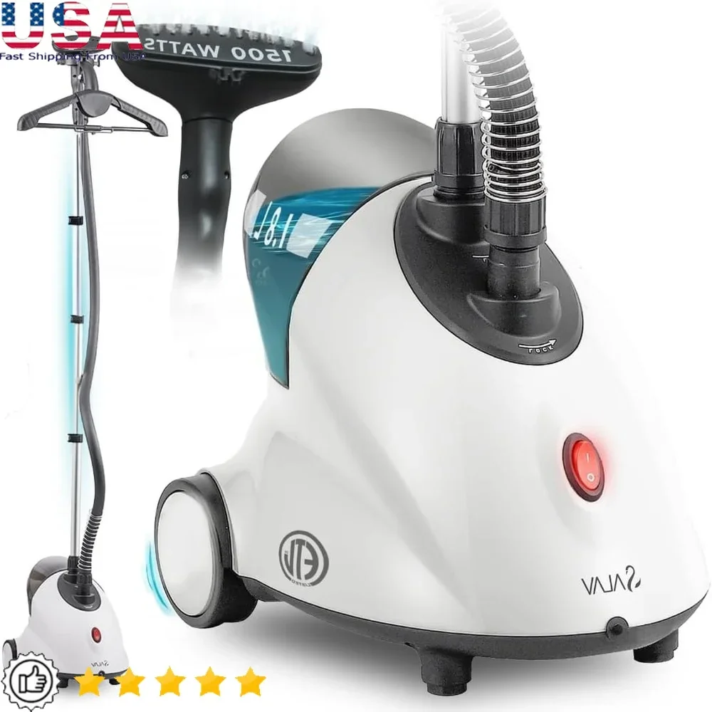 

Мощный отпариватель для одежды мощностью 1500 Вт с регулируемым столбом емкостью 1,8 л и роликовыми колесами. Легкое движение, непрерывное отпаривание 60