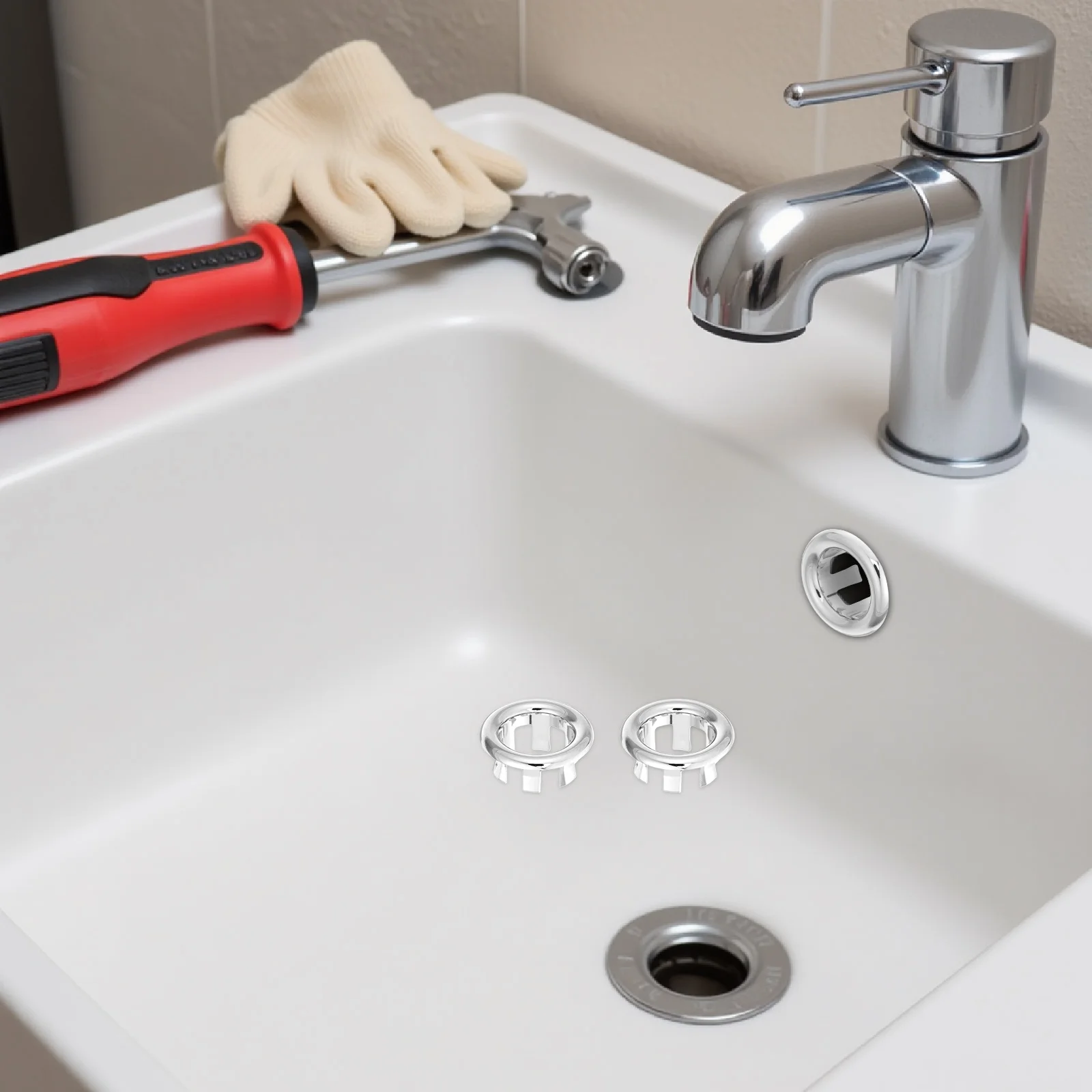 

12Pcs Sink Overflow Cover Plastic Round Trim Cap Bathroom Vanity Basin Hole Insert Replacement Washbasin Overflow Plug