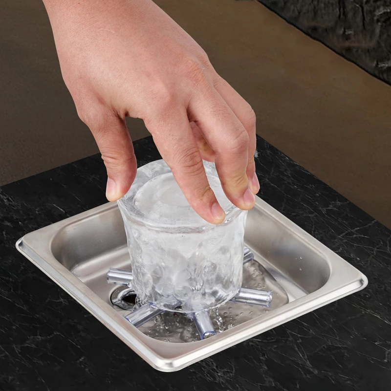 Pitcher Rinser Automatic Glass Cup Washer Stainless Steel Coffee Milk Tea Cup Cleaner for Home Kitchen Hotel Bar Shop Restaurant