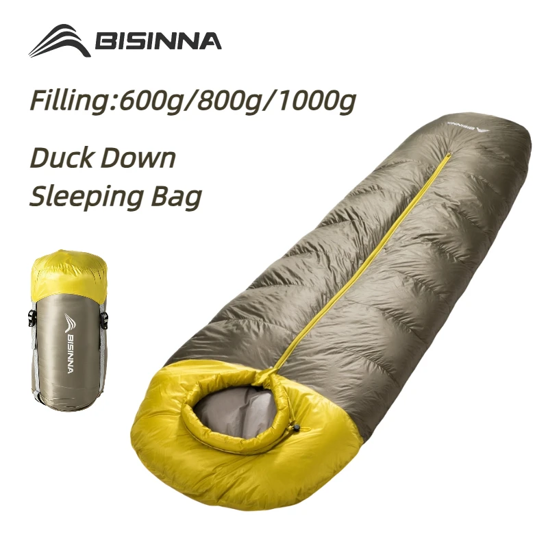 

BISINNA Duck Down Winter Sleeping Bag Ultralight Mummy Warm Outdoor Camping Supplies for Adult Portable Traveling Sleeping Bag
