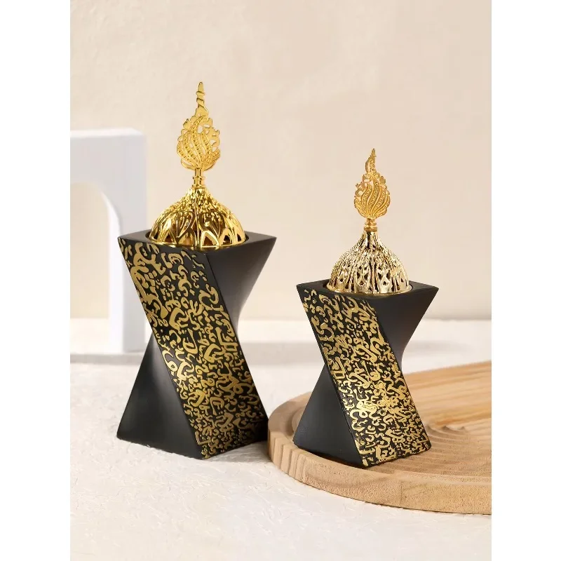 

Rotary aromatherapy diffuser, Muslim style, square resin handicraft, luxury decorative gift