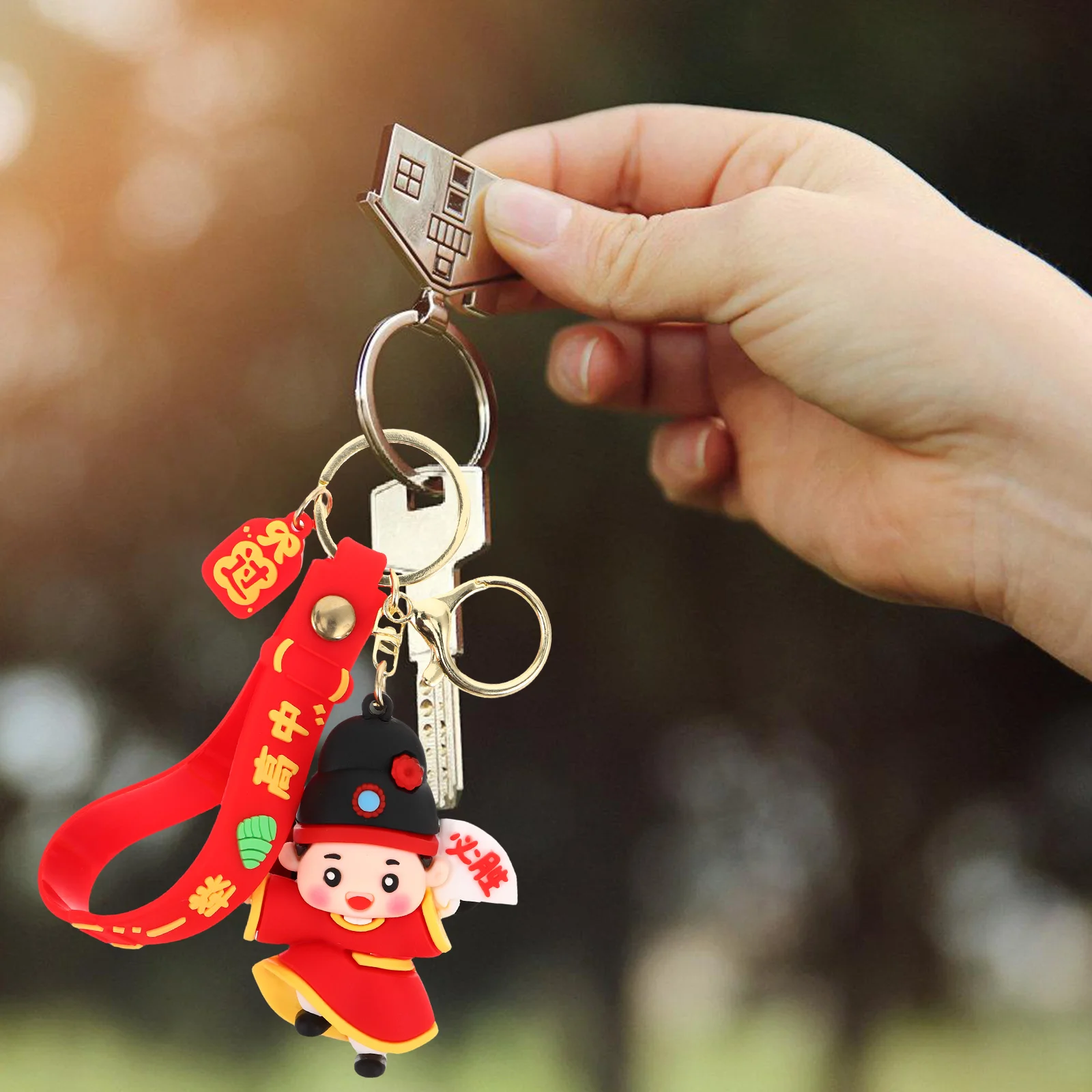 

Cute Cartoon Keychain Lucky Ring Good Luck Charms Bag Hanging Vintage Kawaii Decorative Pendant Amulet Kids School Bag Key