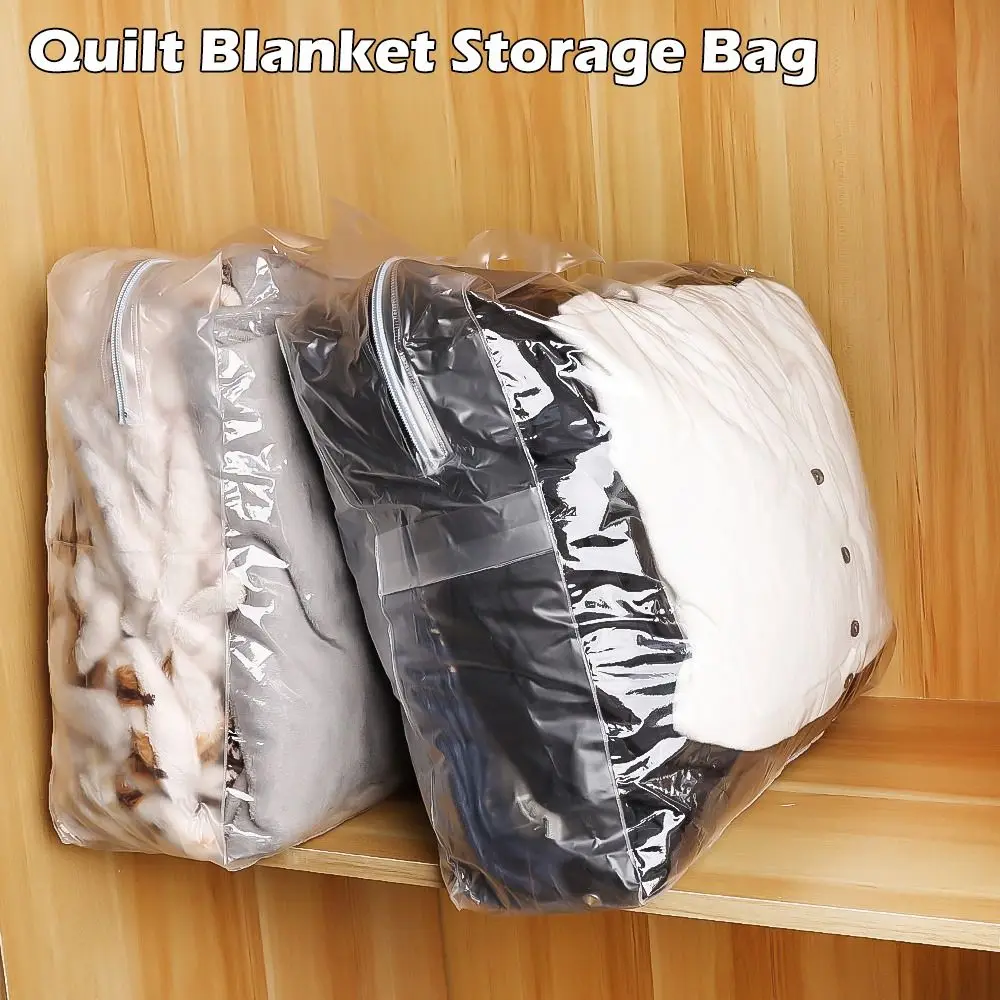 Durable Transparent Quilt Blanket Storage Bag Reusable Dustproof Clothes Zipper Pocket Waterproof PVC Clothes Storage Bag