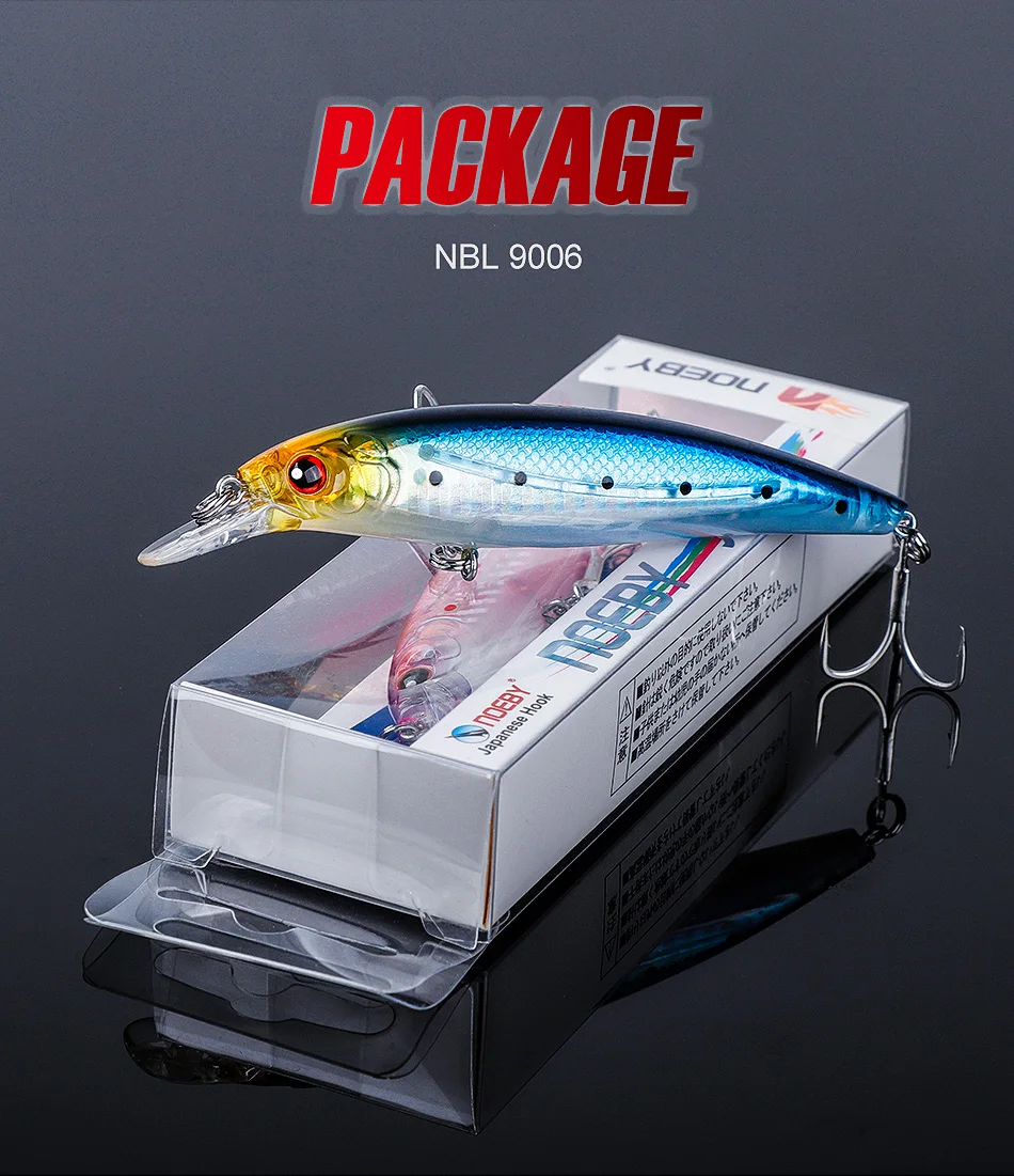 Noeby Minnow Angelköder, 100 mm, 13,6 g, schwimmender Wobbler, Jerkbait, künstlicher harter Köder für Barsch, Süßwasser, Salzwasser-Angelköder – Detail 16