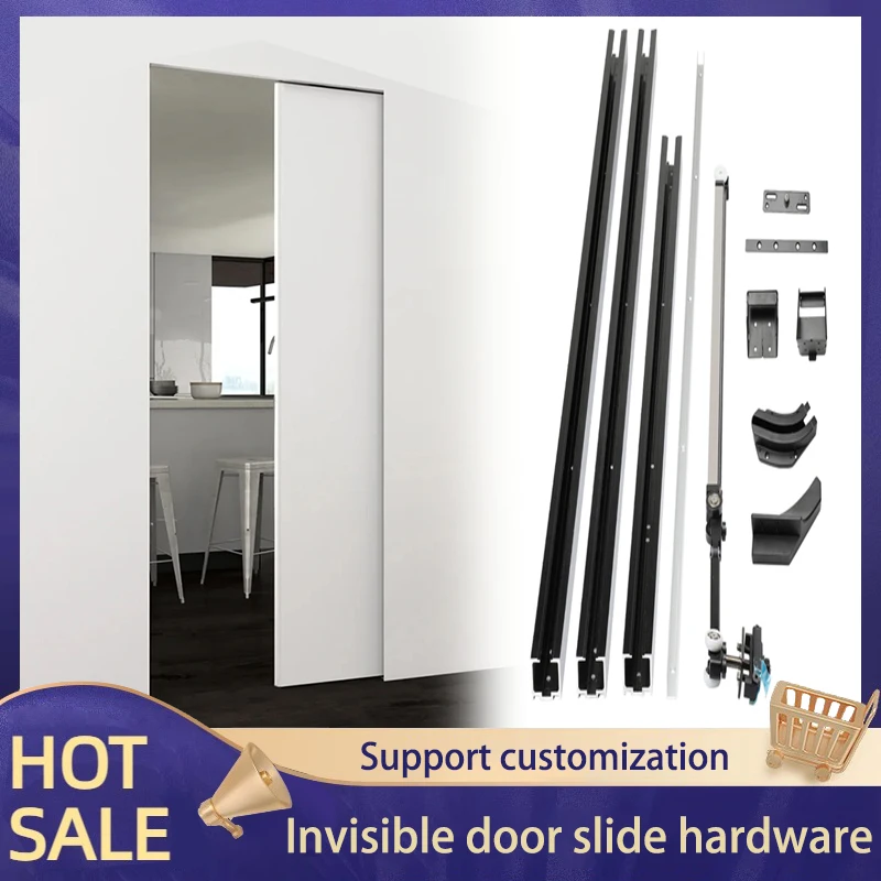 

Internal Push Bus Door Track Sliding Invisible Door Cloakroom Bedroom Bathroom Rail Sliding Door Slide Rail Hardware Accessories