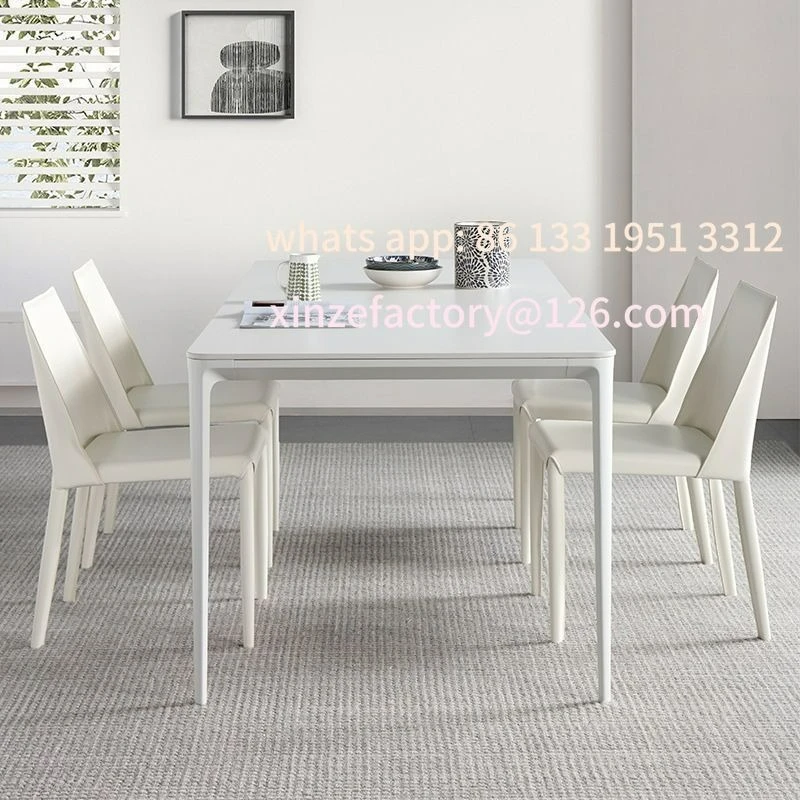 

Customizable Italian minimalist rock slab dining table rack white and black desk rectangle