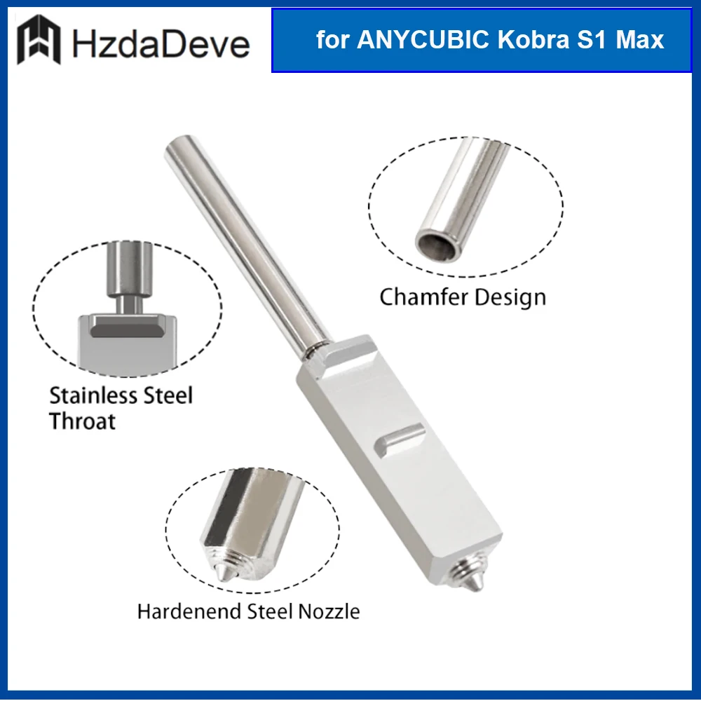 0.25/0.4/0.6/0.8mm Integrated Nozzle and Hotend Heating Component Suitable for Anycubic Kobra S1 MAX/S1 MAX Combo