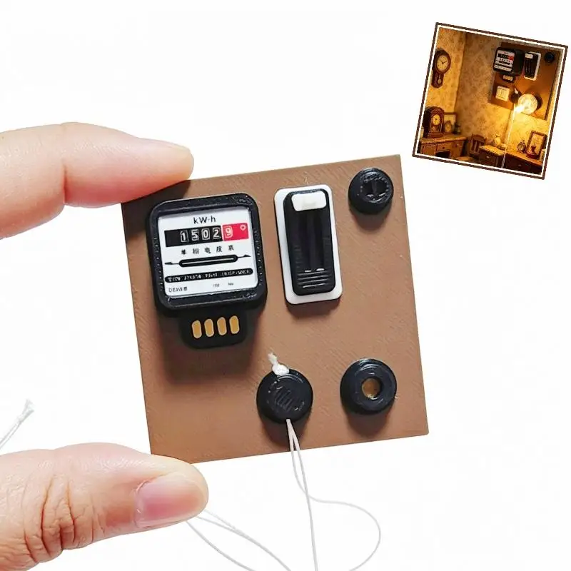 Dollhouse Electric Meter Control Panel 1Pcs 1:12 Scale Realistic Magnetic Wall Decor for Family Role Play Props