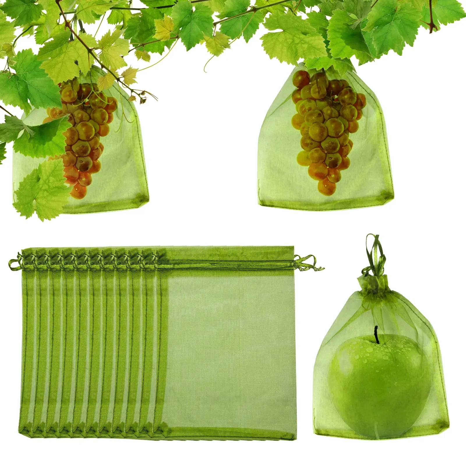 20/50/100Pcs Grape Protection Bags with Drawstring Fruit Protection Mesh Bag Protective Pouches for Strawberry Organza Gift Bags