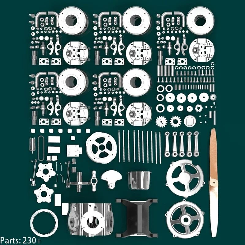 TECHING 1/6 modelo de motor Radial de cinco cilindros Kit de montaje de motor DIY de Metal completo modelo de juguete