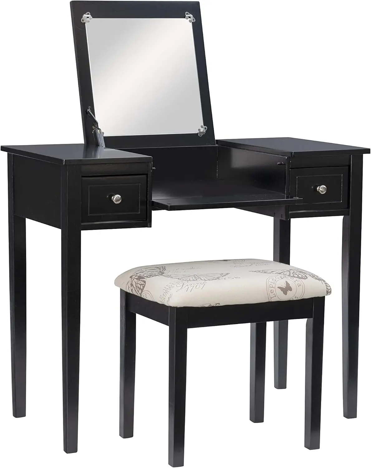 طقم مقعد على شكل فراشة سوداء من Home Dcor مع مقعد، 36'w x 18'd x 30'h،