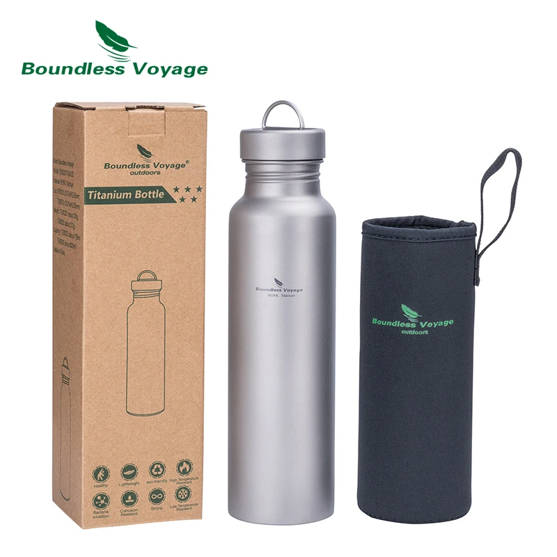 Boundless Voyage 27oz Titanium Water Bottles Large Capacity 800ml Sports Bottle Drinking Mug Picnic Cup with Lid and Hook