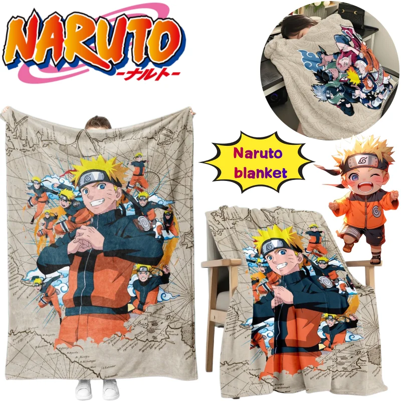 Manta de oficina con estampado digital de dibujos animados de Naruto Uzumaki Naruto Uchiha Sasuke, de alta calidad, gruesa, suave y cálida, para aire acondicionado