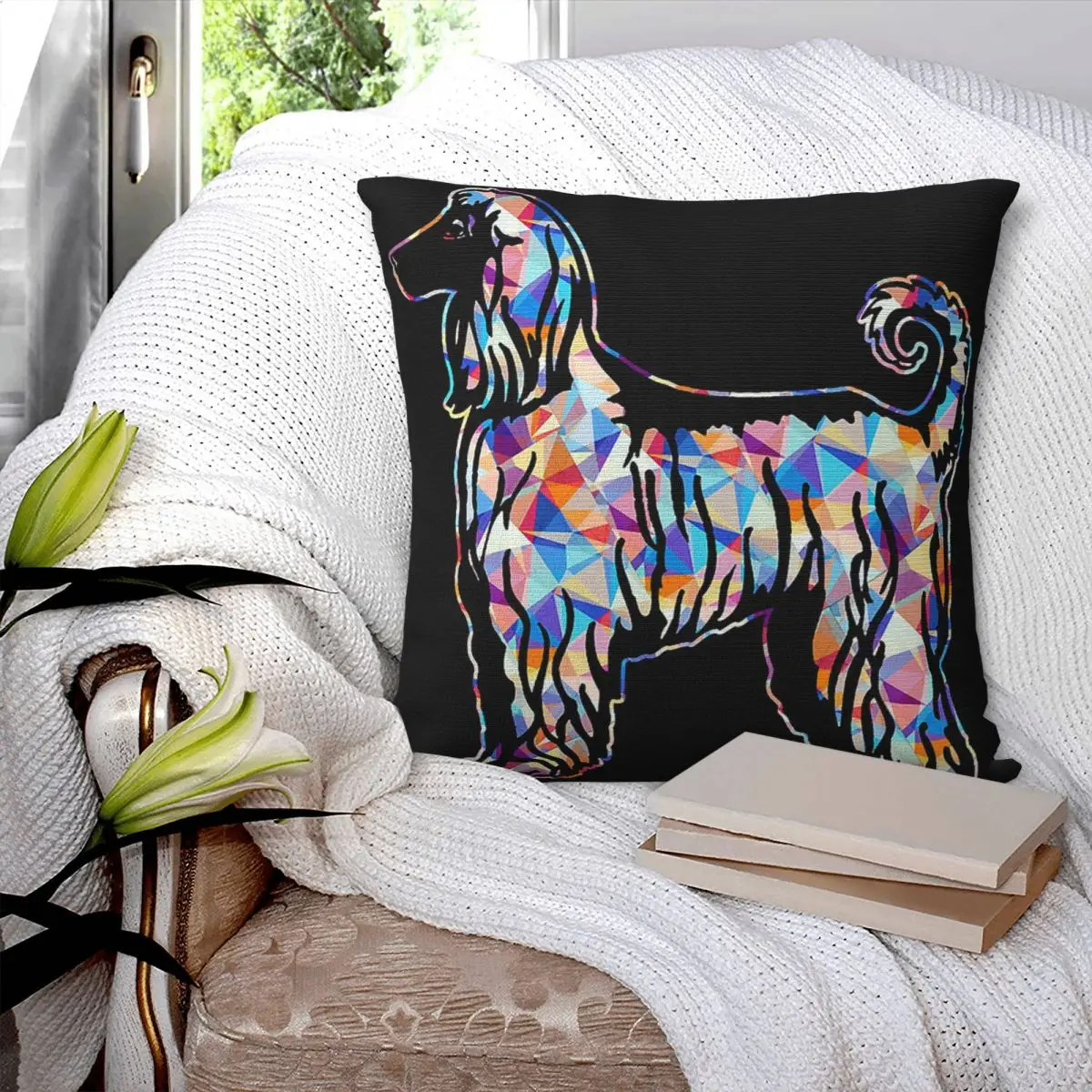 Cool And Awesome Afghan Hound Geometric Square Pillowcase Pillow Cover Cushion Decor Comfort Throw Pillow for Home Living Room