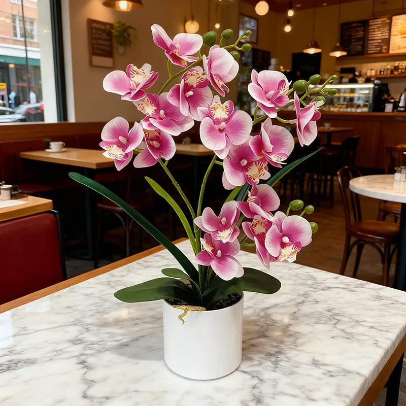 Nueva mariposa orquídea simulación flor en maceta decoración del hogar y la oficina regalo del Día de San Valentín