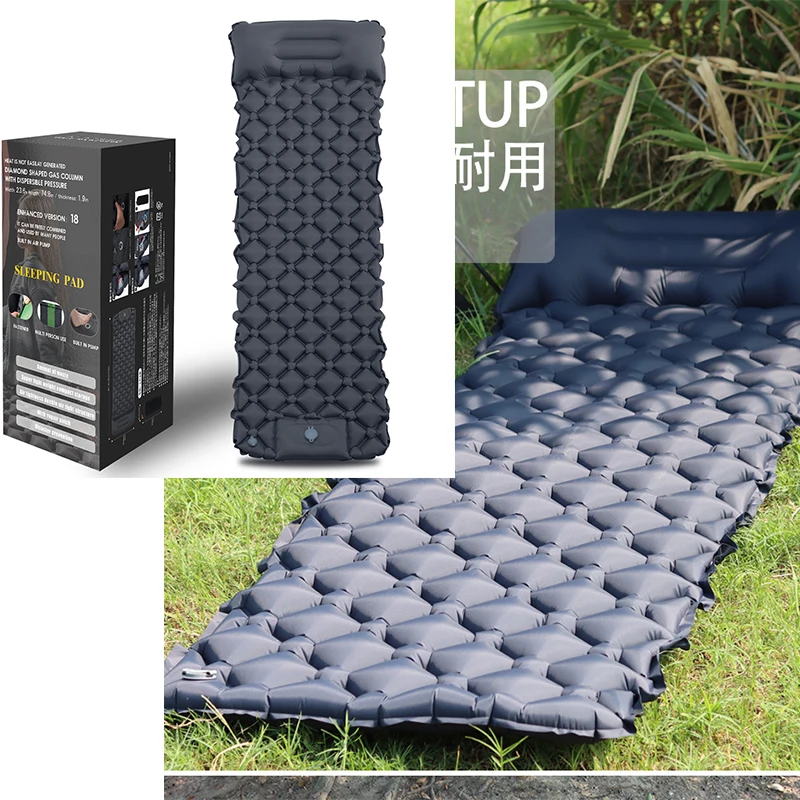 Inflatable Mattress Camping Mat  Sleeping Bags Folding Pad Headrest Inflating Air Mat cot pad For Backpacking Hiking  with Pill