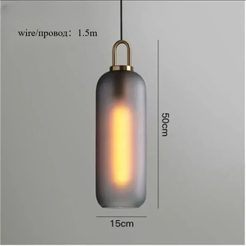 Nordic Glass Art Design Black LED Pendant Light for Cafe Dinning Room Bedsides Hanging Lamp Home Decor Creative Lighting Fixture