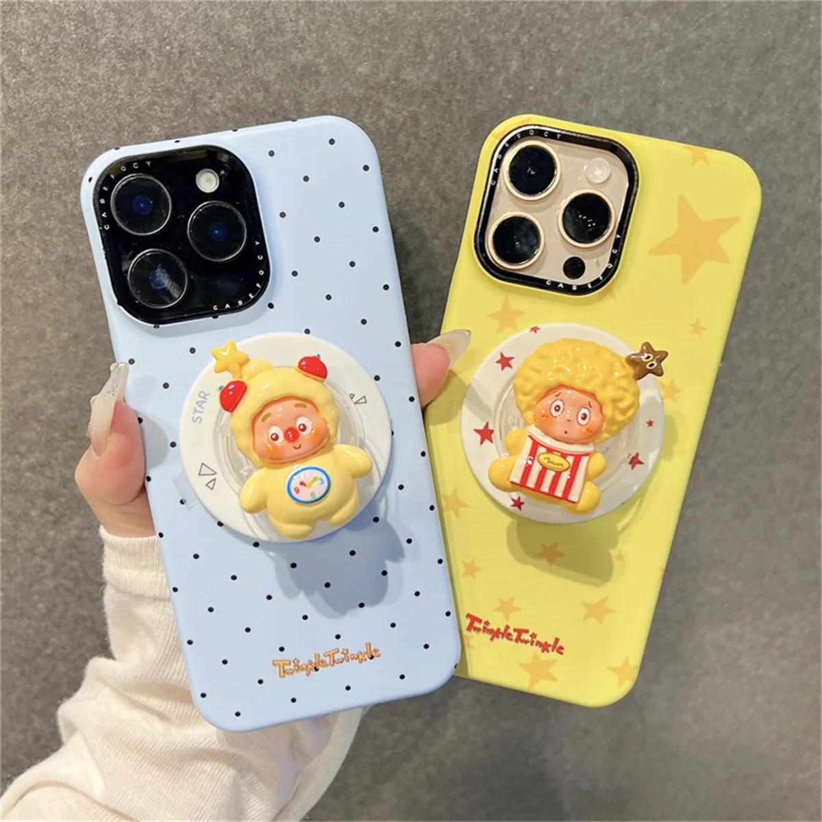 

Fashion Blue Polka Dot Star Magnetic Phone Case For iPhone 15 Pro 14 16 Pro Max Back Cover with Stand Holder For Magsafe Cases