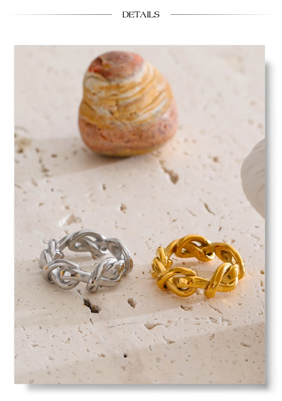 Yhpup Größe 6789 Ring aus Edelstahl mit Kettenmuster, wasserabweisend, hochwertig, für den täglichen Gebrauch, minimalistisch, attraktiver Damenschmuck – Detail 6