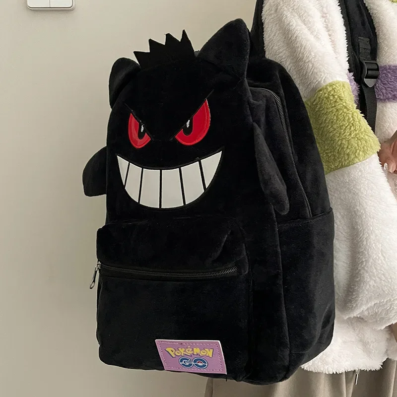 Pokemon Gengar Pikachu Plush Backpack Trendy Cool Large Bag Cute Cartoon Kawaii Couple Gift Storage Toys Anime Accessories