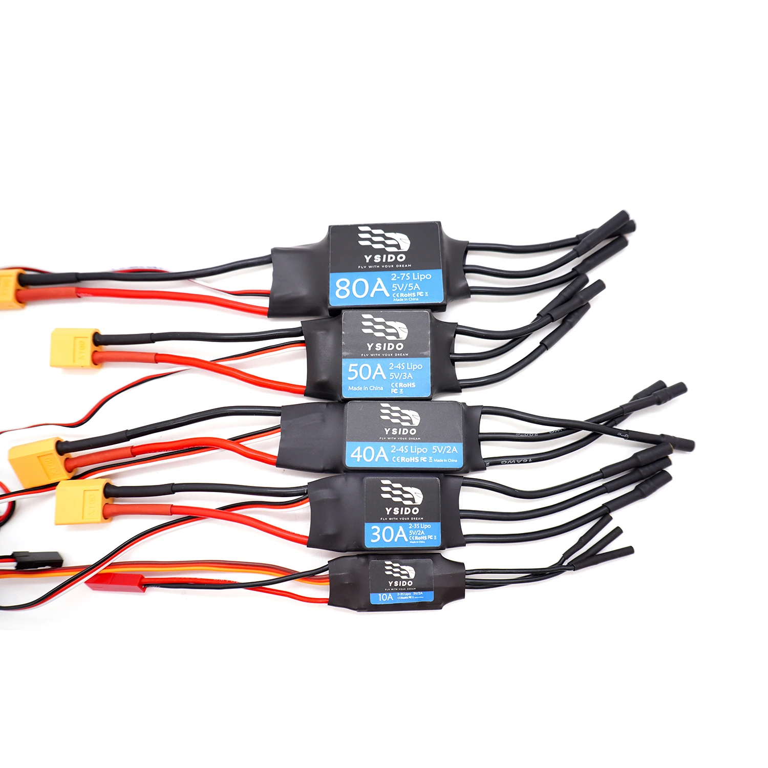 10A 30A 40A 50A 60A 80A ブラシレスESCスピードコントローラー BEC 2-7S搭載 RC飛行機 ヘリコプター FPVクアッドコプター アクセサリー