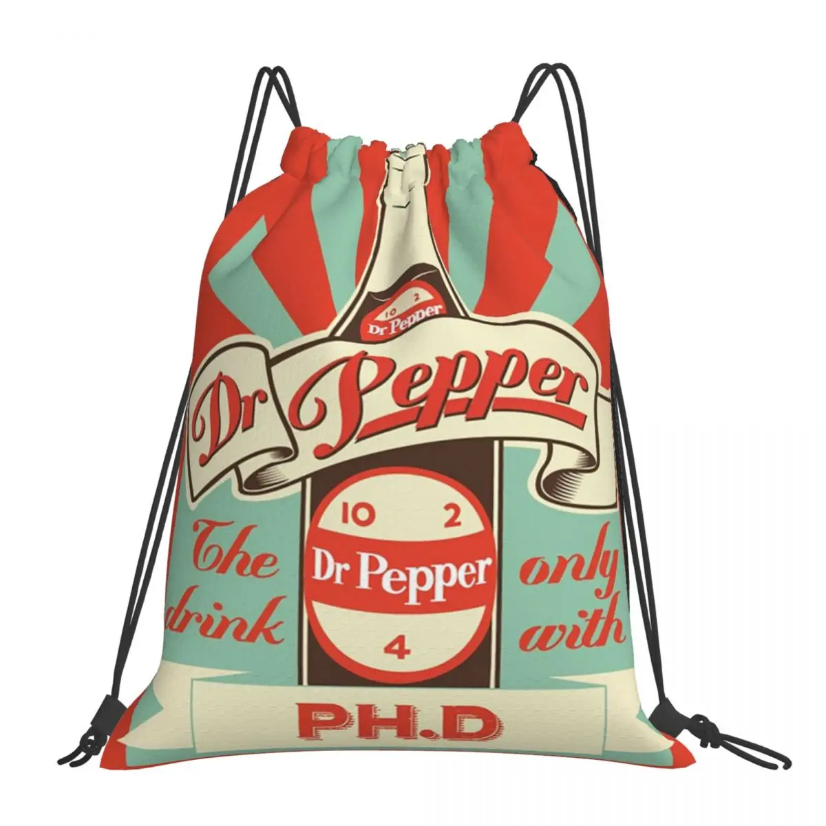 Dr. Pepper Vintage Backpacks Casual Portable Drawstring Bundle Pocket Storage Bag Book Bags For Man Woman Students