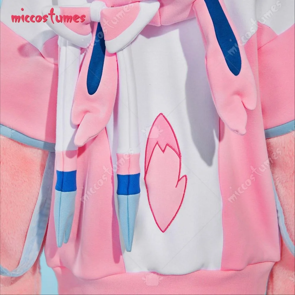 【Ready for Ship】Miccostumes PM Derivative Pink Pullover Hoodie with Detachable Bag Design Furry Cat Paw Gloves Kawaii Sweatshirt