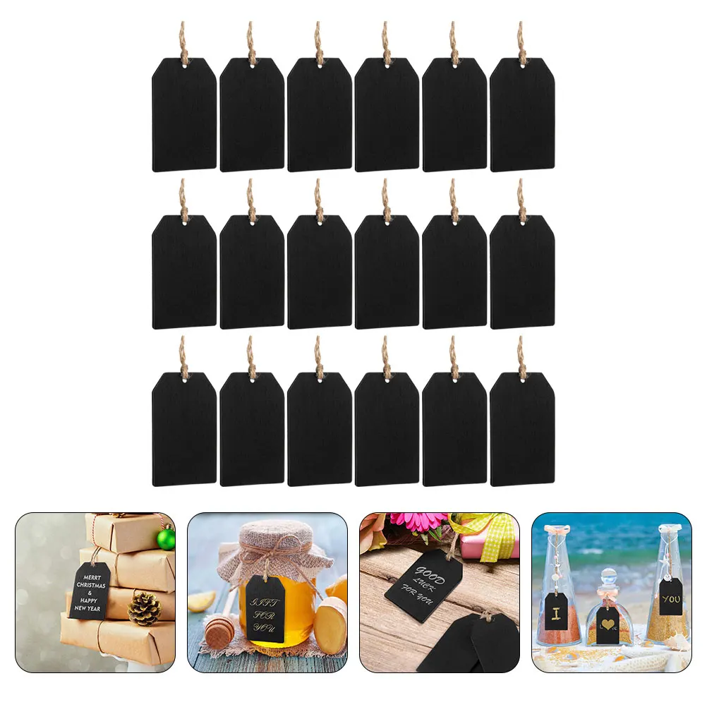 32 Pcs Wooden Labels Chalkboard Tags Pre Punched Holes Reusable Erasable Gift Bottle Wedding Blackboard Display