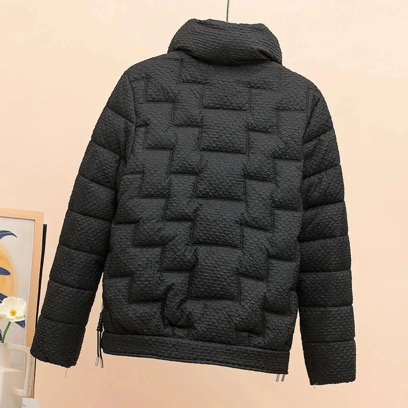 Imagem -05 - Jaqueta de Algodão para Baixo com Gola Alta para Mulheres Parka Quente Casual Cabolsa Bege Outwear Feminino Inverno Novo Preto 2023