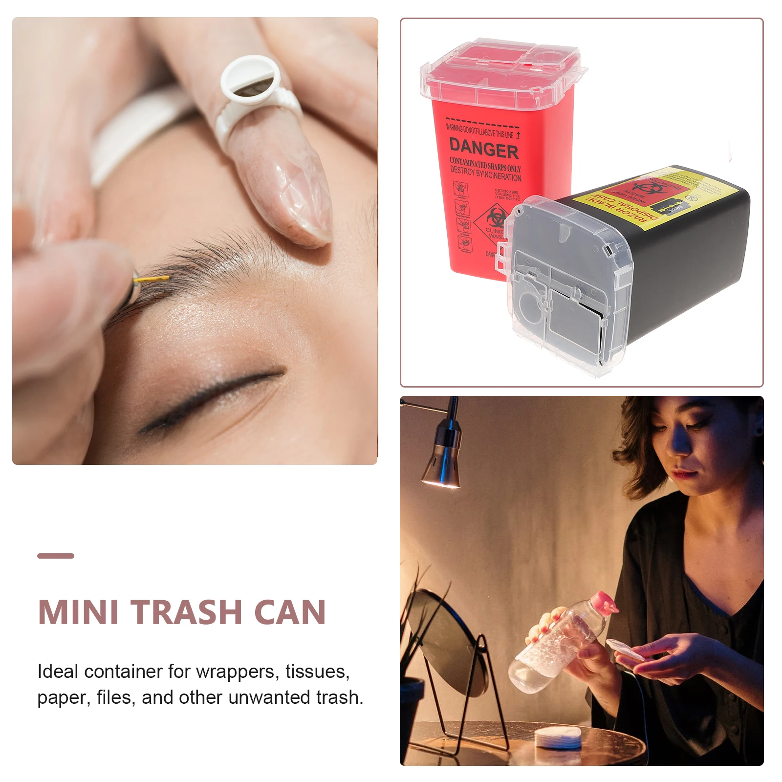 2 قطعة مجموعة الأدوات الحادة دلو قابلة لإعادة الاستخدام حاوية التخلص من الأدوات الحادة البلاستيكية السميكة لصالونات الوشم والمستشفيات والمختبرات #1