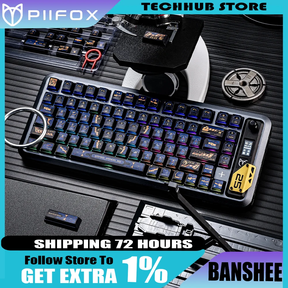 

PIIFOX Banshee Custom Resin RGB PBT Полупрозрачные пятисторонние колпачки для клавиш с термосублимацией аниме 141 клавиш OEM Механические клавиатуры