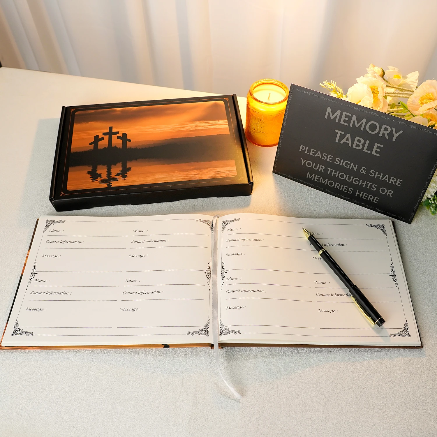 جنازة ضيف كتاب توقيع جنازة تسجيل في كتاب الاستقبال رسالة كتاب الاحتفال بالذكرى السنوية للحياة خدمة تذكارية محبة