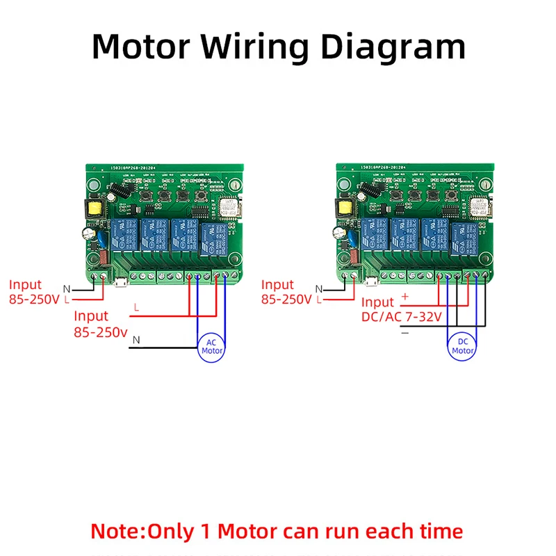 EWeLink WIFI 4CH Smart Module Switch, Controller motore, AC 110V 220V 230V 250V, relè a impulsi a 4 canali, Alexa GoogleHome RF433 Remote