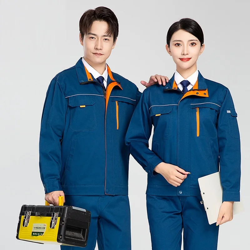 

High End Work Suit Set Men's Wear Resistant Long Sleeve Workwear Factory Engineering Uniforms Workshop Property Labor Protection