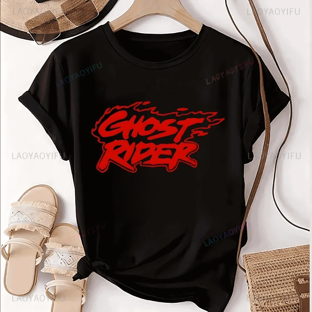 Fun Crazy Retro Ghost Rider T-shirt, 90s Style, Comic Book T-shirt, Loose Short Sleeve T-shirt for Both Men and Women