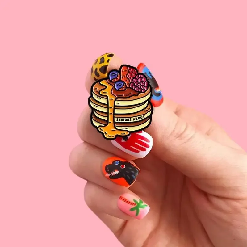 Cute Pancakes Hard Enamel Pin Lapel  Badge Brooch Gifts for Kids Friends