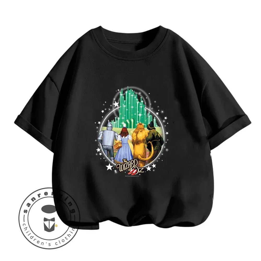 Avventure in maglie morbide t-shirt mago di Oz per ragazzi e ragazze estate 2024 edizione con simpatiche illustrazioni di cartoni animati che