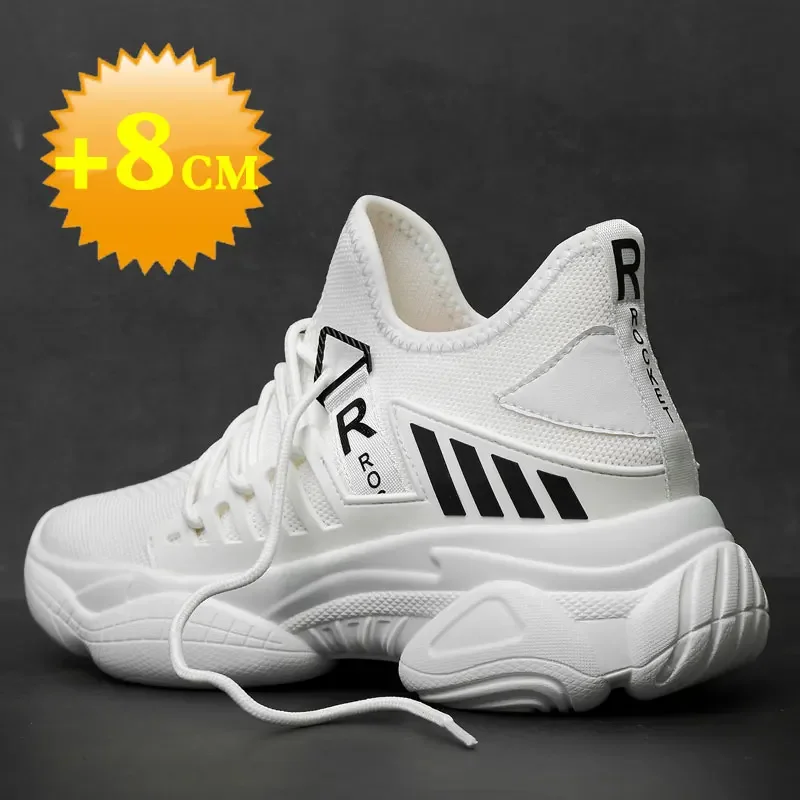 Men sneakers elevator shoes booster height increase insole 8cm leisure lifts Sports high quality casual luxury brand lift