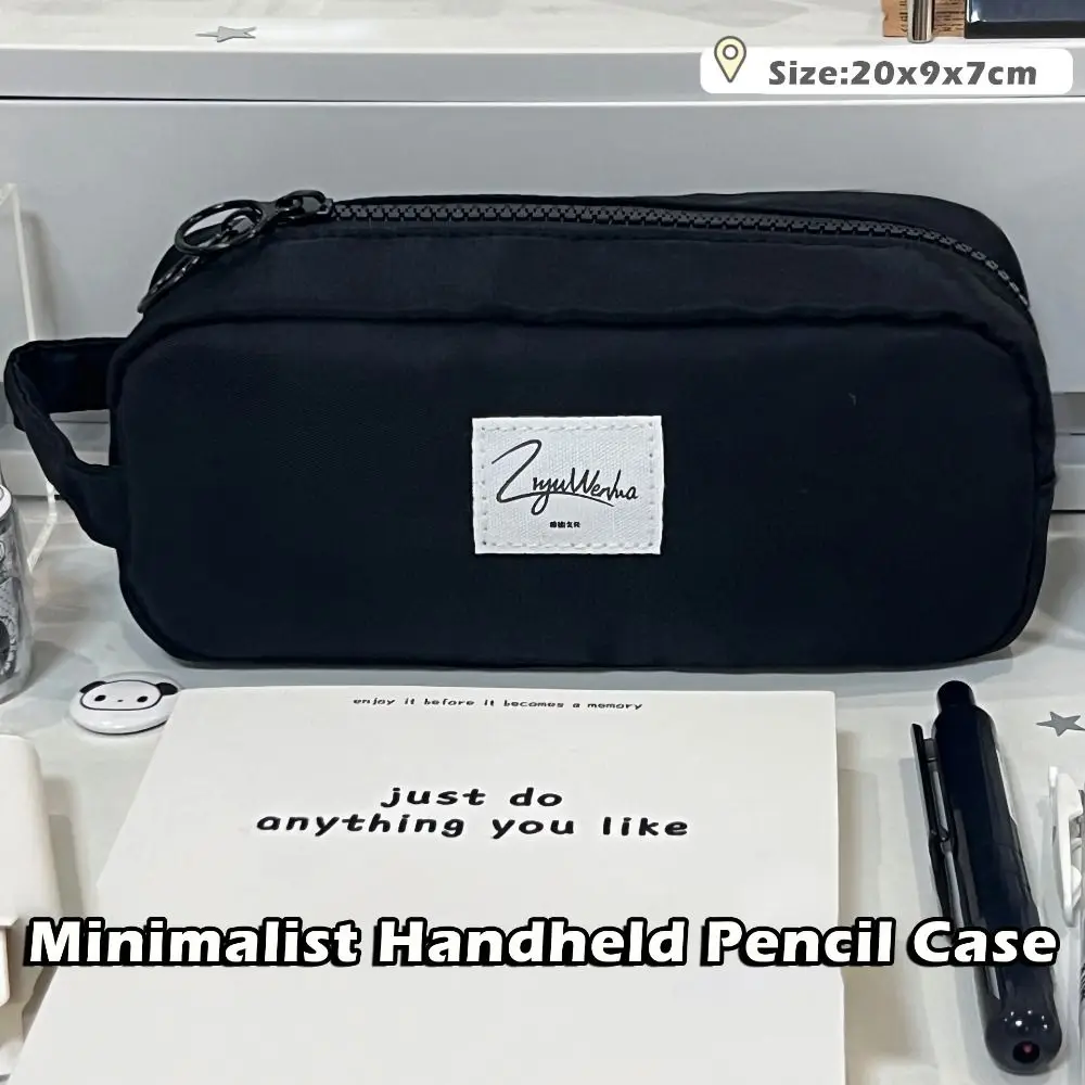 

Новый чистый черный пенал, ручная большая вместительная сумка для ручек, органайзер для канцелярских принадлежностей, школьный офис