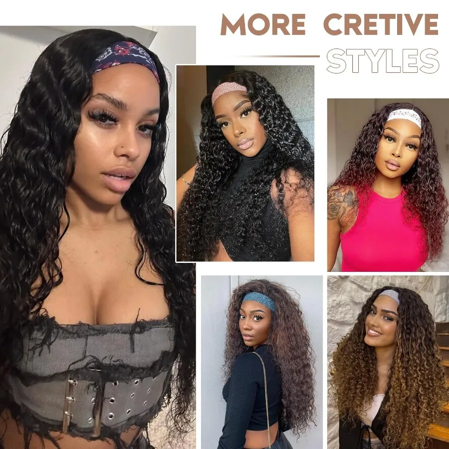 20 بوصة موجة عميقة غلويليس مجعد عقال شعر مستعار للنساء مع 180 كثافة الشعر الاصطناعية نصف شعر مستعار مع نسيج الإنسان أومبير B